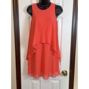 Ralph Lauren‎ Coral Dress Sleeveless Layered Party Cocktail Size 4P